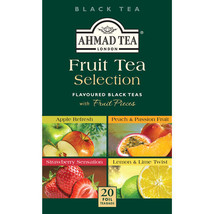 AHMAD TEA Fruit Tea Selection Black Tea 20 Tea Bags with Fruit Pieces - £4.65 GBP