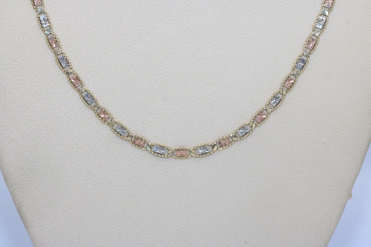 10K Tri Color Gold 4MM Fancy Mariner Link Necklace 19" Long 13.6 Grams Item image 4