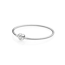 Genuine Pandora Bangle Sterling Silver with Heart-Shaped Clasp Size: 8.3" - £47.92 GBP