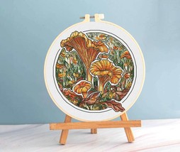 Mushrooms cross stitch Chanterelle pattern pdf - Round embroidery forest chart - £7.18 GBP