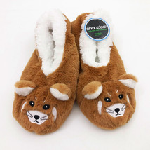 Snoozies Women&#39;s Red Panda Slippers Non Skid Soles Brown Med7/8 - $12.86