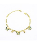 18k Layered real Gold Filled Butterfly Anklet bracelet 10 Inches - $11.65