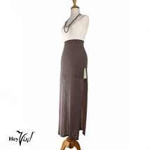 Vintage Stretch Body Con Silver Glitter Maxi Skirt w Side Slits W24-28 -... - $30.00