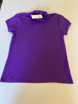 Lauren Ralph Lauren Women's Solid Turtleneck Cap Sleeve Tee Purple-Size PM - $31.99