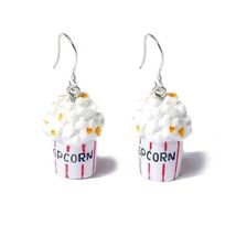 CUTE POPCORN BOX EARRINGS Movies Date Night Dangle Drop Stainless Steel ... - $8.95