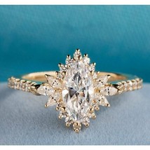 1.25Ct Marquise Cut Moissanite 925 Sterling Silver Halo Engagement Ring For Her - £104.07 GBP