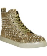Mens High Top Shoes By FIESSO AURELIO GARCIA ,Spikes Rhine stones 2409 Gold - €170,47 EUR
