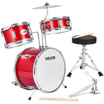 VEVOR Kids Drum Set, 3-Piece 14 in Beginner Drums Instruments Kit, (Red) - $77.99