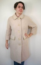 Vintage 50s Boucle WOOL Cream Lined Womens Winter Opera Over Coat S-M - £103.54 GBP