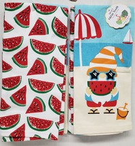 2 Different Jumbo Towels (16&quot;x26&quot;) Summer, Gnome On The Beach &amp; Watermelons, Hw - £11.86 GBP