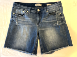 Seven 7 Womens Size 10 Sexy Relaxed Jean Shorts Blue 5 Pocket Waist 32&quot; ... - $9.46