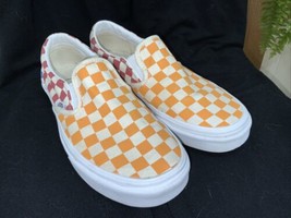 Checkered Slip On Vans Multicolor Mens 6 Women’s 7.5 Orange Blue Red - £18.78 GBP