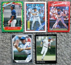 Lot Of 5 Ryne Sandberg Baseball Cards Topps, Fleer, Donruss Chicago Cubs Hof - £5.68 GBP