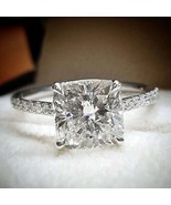 2.2Ct Moissanite Ring Solitaire Cushion Cut Engagement Ring Halo Diamond... - £96.85 GBP
