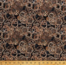 Cotton Clocks Gears Vintage-Look Steampunk Fabric Print by the Yard D784.79 - $11.95