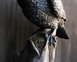 Ebros Large 14" Long Gothic Raven Crow Perching On Tree Stump Statue Fig... - $74.99