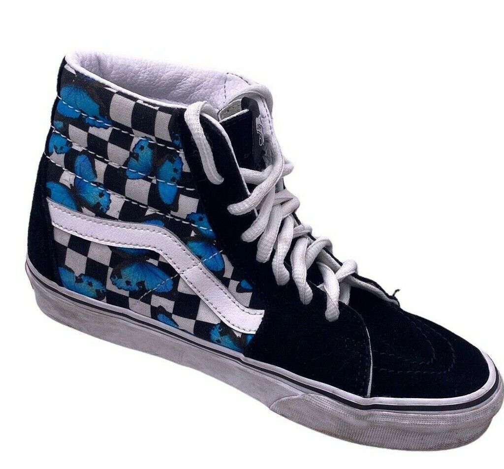 Primary image for VANS Shoes Women Size 6.5 SK8-HI Butterfly Checkerboard Skate 721356 Lace Up