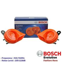 BOSCH Evolution Fanfare Twin Horn Set Orange 12V 410Hz/510Hz Universal Fit DHL - £78.55 GBP