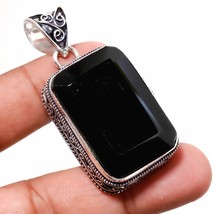 Black Spinel Vintage Style Handmade Fashion Ethnic Pendant Jewelry 2.20" SA 2350 - £4.77 GBP