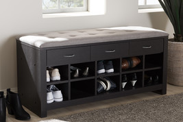 Donald and Espresso Finished Gray Fabric Upholstered Cushioned Entryway ... - $3,716.66 MXN