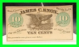 Rare 1862 James C. Knox., Knox Corners, Oneida New York 10c Note - High ... - $63.04