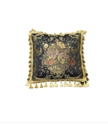 Luxury Pillow, Royal Design, High Quality Tapestry Fabric, Gold Tape 18x18'' - $69.00
