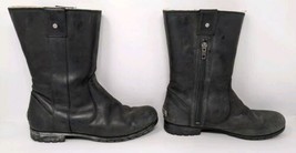 Women&#39;s Ugg Burrough 1001993 Black Leather Side Zip Sheepskin Boots 8.5 M - £27.24 GBP
