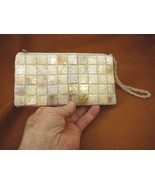 (EL5-B) white Mother of Pearl Shell satin clutch purse Wristlet evening ... - $71.59 CAD