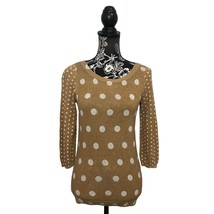 J. Crew Factory Tippi Sweater Polka Dots Linen Blend Camel Tan Beige Size Small - £18.34 GBP