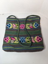 Alma Soul Peru Lambswool Satchel Crossbody Purse Shoulder Bag Green Embroidered - £22.40 GBP