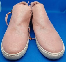 Pink Glitter High Top Girls Sneakers Size 4M Zipper Closing Shoes Slip O... - £10.93 GBP