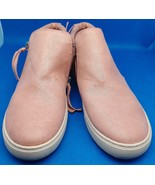 Pink Glitter High Top Girls Sneakers Size 4M Zipper Closing Shoes Slip O... - £10.75 GBP