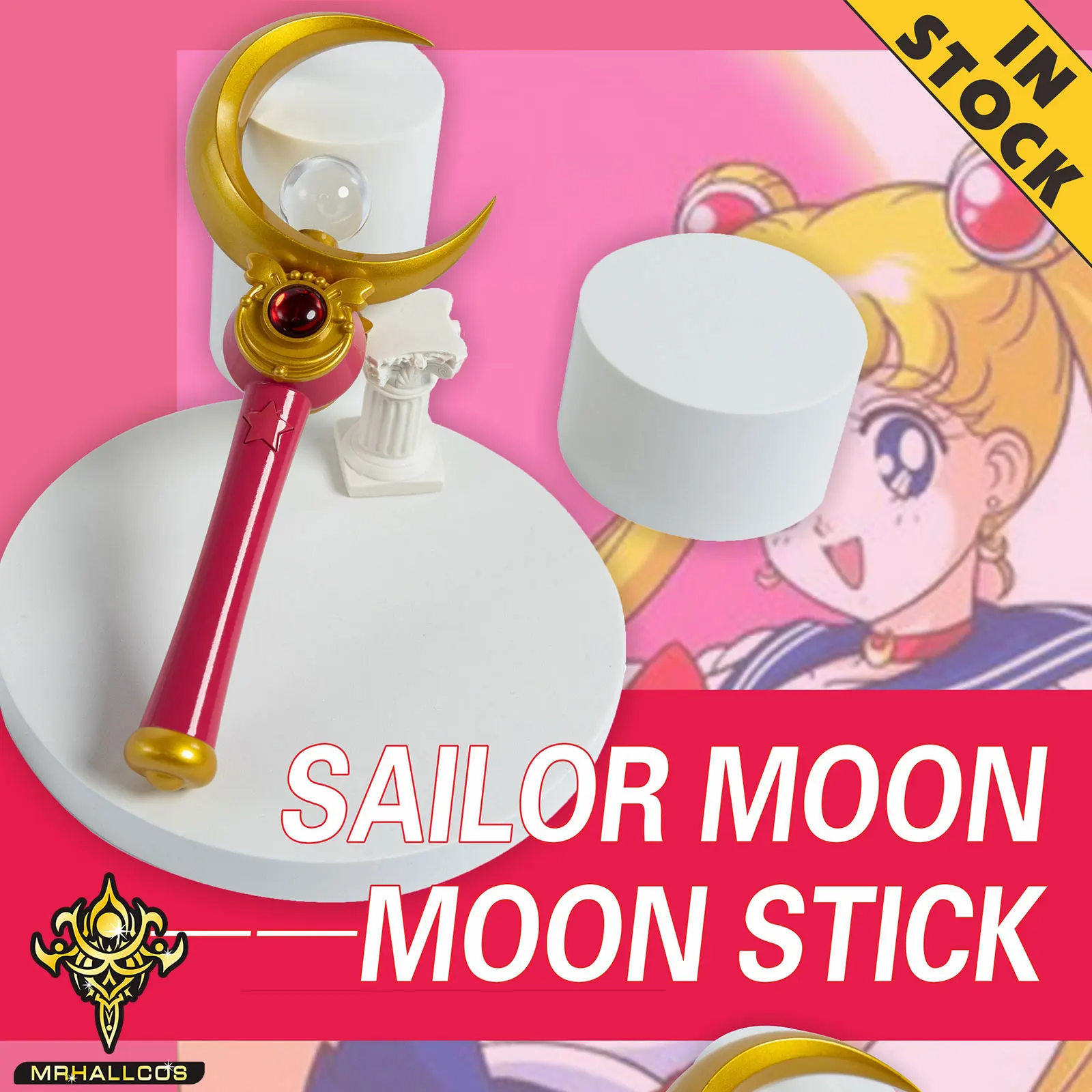 MRHALLCOS Anime Cosplay Sailors Moons Usagi Tsukino Moon Stick Crystal Props - £33.38 GBP