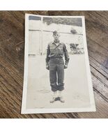 Vintage Photograph Soldier At attention WWII 1943 3 1/2 x 5 1/2” - $9.88
