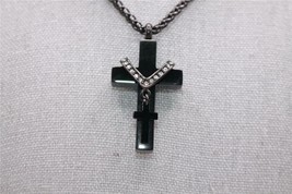 NIB FaithHeart Black Stainless Steel Cross Cremation Urn Necklace Chain ... - £12.96 GBP