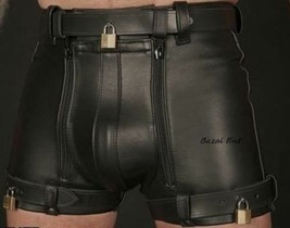 Men&#39;s Leather Chastity Shorts (Restraints Chastity Shorts) Padlocks(Free) - £69.95 GBP