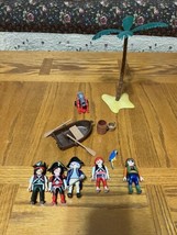 lot Playmobil Ship Pirate Castle replacement parts palm tree, figures, row boat - £14.97 GBP