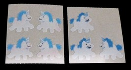 Vintage 80s Sandylion Unicorn 2pc Flocked Fuzzy Sticker Lot - $49.50