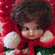 Knit Christmas Doll Handmade 10&quot; Vintage 1960&#39;s - £11.78 GBP