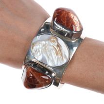 6 5/8&quot; Rebecca Collins Mabe pearl/Sunstone sterling cuff bracelet - £764.92 GBP