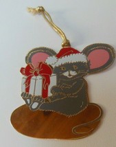 Vintage Signed G. DUCHIN 1989 USA Metal Enamel Christmas Ornament Mouse - £17.12 GBP