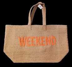 23&quot; Over-sized  Straw Tote - WEEKEND Embroidered Double Handle Weekend B... - $21.07