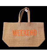 23&quot; Over-sized  Straw Tote - WEEKEND Embroidered Double Handle Weekend B... - $28.81 CAD