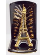 Limoges Eiffel Tower Millennium Trinket Box On Stand Black Gold Porcelai... - $224.44 CAD