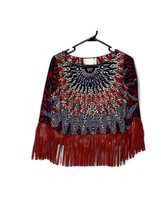 NWOT Omakaa by Kiki Kamanu Size Small Beaded Faux Leather Fringe Top Fes... - £16.88 GBP