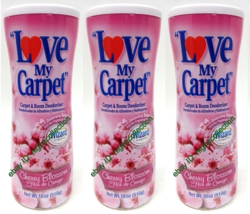 3x LOVE MY CARPET 2-in-1 Carpet &amp; Room Deodorizer CHERRY BLOSSOM 18 Oz E... - £20.39 GBP