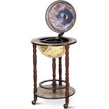 17 Inch Italian Style Design Wooden Globe Liquor Bottle Wine Rack with Wheels -  - $3,508.45 MXN