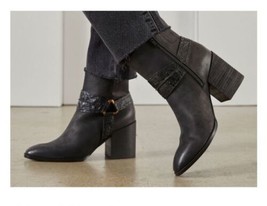 Vionic Carnelia Womens Boots Sz 8.5 Black Leather Harness Bootie - £44.13 GBP