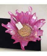 Akcam Turkish Opalescent Fusha Pink Glass Large Floral Lite PINK Bowl 8.... - $60.20 CAD