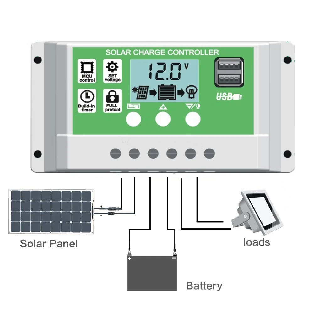 House Home 30A 20A 10A 12v 24v Solar charge controller PWM battery charger PV Re - £19.91 GBP